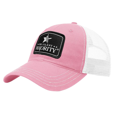 Black Arch Patch Hat - R111 - Pink/White