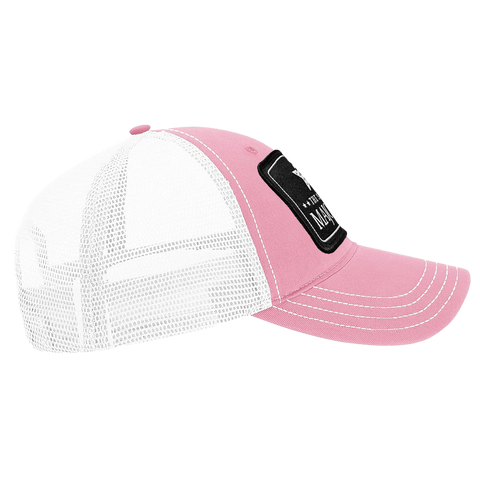 Black Arch Patch Hat - R111 - Pink/White