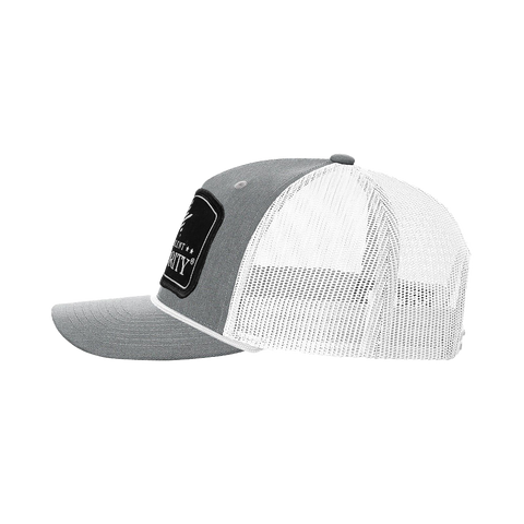 Black Arch Patch Hat - R112 with Rope - Heather Gray/White