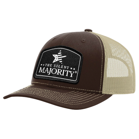 Black Arch Patch Hat - R112 FLEXFIT - Brown/Khaki