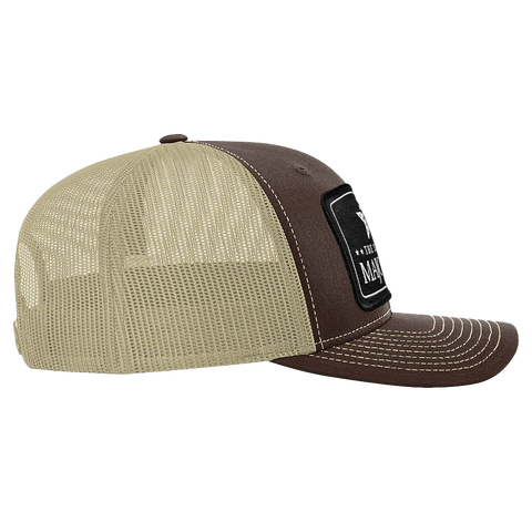 Black Arch Patch Hat - R112 FLEXFIT - Brown/Khaki