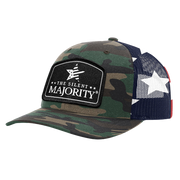 Black Arch Patch Hat - R112 - Green Camo/Stars