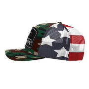 Black Arch Patch Hat - R112 - Green Camo/Stars