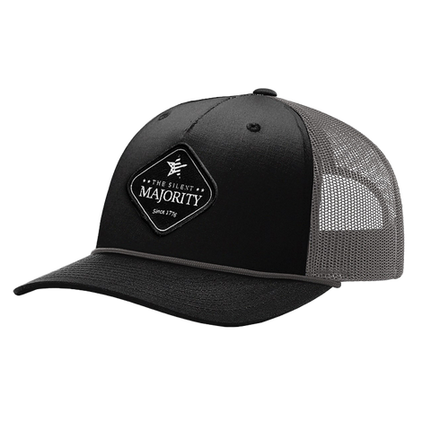 Black Diamond Patch Hat - R112 with Rope - Black/Charcoal/Charcoal