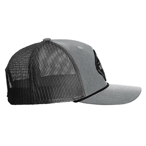 Black Diamond Patch Hat - R112 with Rope - Heather Gray/Black/Black