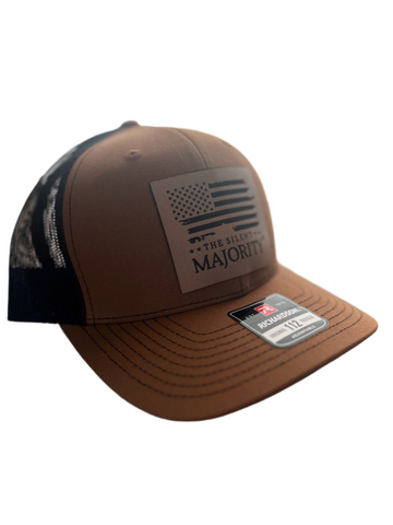 Square Leather Patch Hat | R112 - Carmel / Black