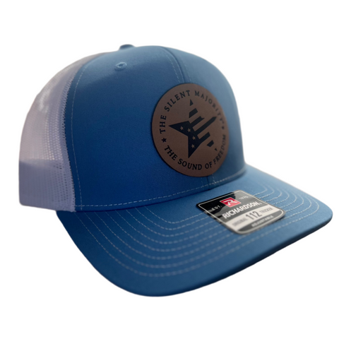 TSM Leather Circle Logo Patch Hat | R112 - Columbia Blue / White