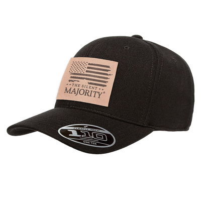 Square Leather Patch Hat - FLEXFIT 110 Black