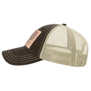 Square Leather Patch Hat - R111 - Brown/Khaki