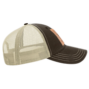 Square Leather Patch Hat - R111 - Brown/Khaki