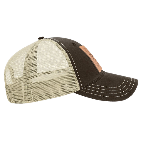 Square Leather Patch Hat - R111 - Brown/Khaki