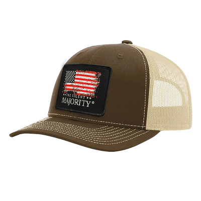 Flag & Brand Color Patch Hat - R112 Brown/Khaki