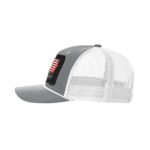 Flag & Brand Color Patch Hat with Rope | R112FPR Heather Gray/White