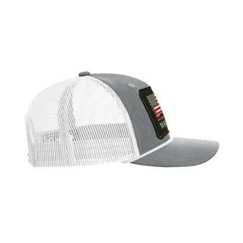 Flag & Brand Color Patch Hat with Rope | R112FPR Heather Gray/White