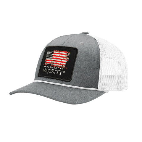 Flag & Brand Color Patch Hat with Rope | R112FPR Heather Gray/White