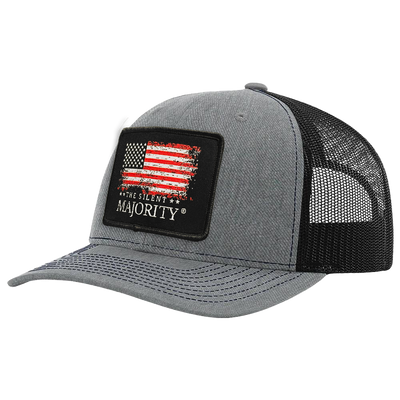 Flag & Brand Color Patch Hat - R112 Heather Grey/Black