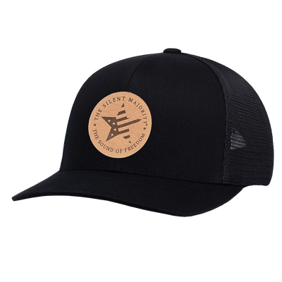 Round Leather Patch Hat FLEXFIT Black