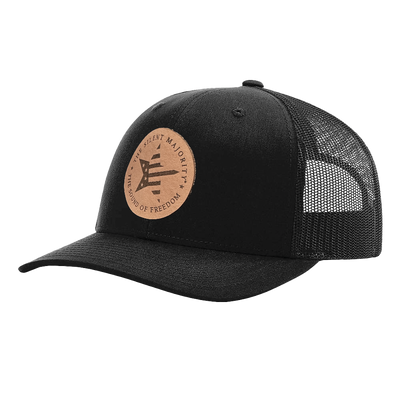 Round Leather Patch Hat R112 Black