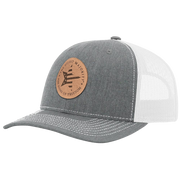 Round Leather Patch Hat R112 Heather Gray/White