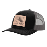 Square Leather Patch Hat | R112 - Flexfit - Black/Charcoal