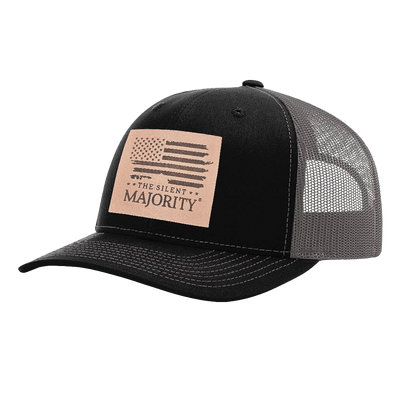 Square Leather Patch Hat | R112 - Flexfit - Black/Charcoal