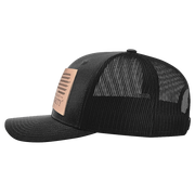 Square Leather Patch Hat R112 Black