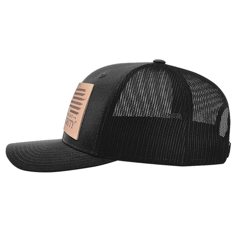 Square Leather Patch Hat R112 Black