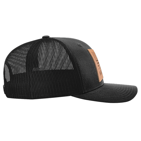 Square Leather Patch Hat R112 Black