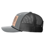 Square Leather Patch Hat R112 with Rope Heather Gray/Black Black