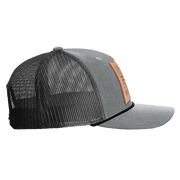 Square Leather Patch Hat R112 with Rope Heather Gray/Black Black