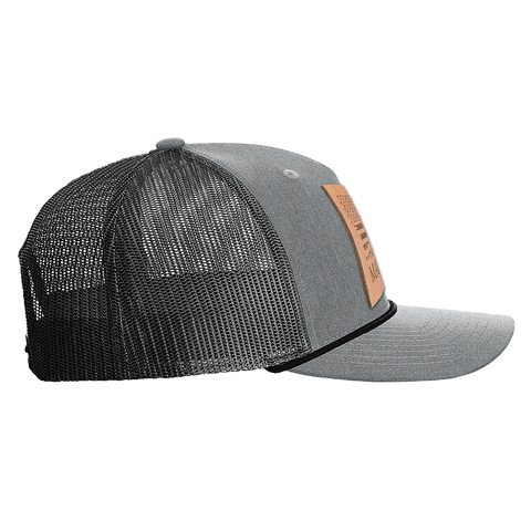 Square Leather Patch Hat R112 with Rope Heather Gray/Black Black