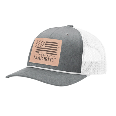 Square Leather Patch Hat R112 with Rope Heather Gray/White