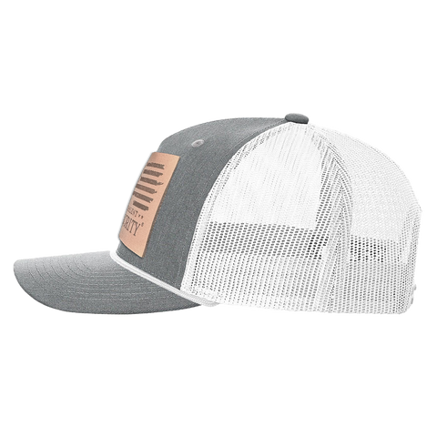 Square Leather Patch Hat R112 with Rope Heather Gray/White