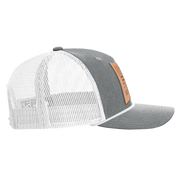 Square Leather Patch Hat R112 with Rope Heather Gray/White