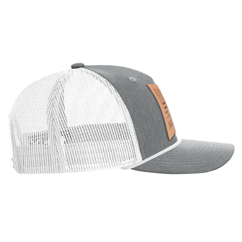 Square Leather Patch Hat R112 with Rope Heather Gray/White