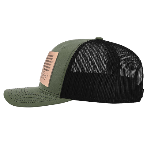 Square Leather Patch Hat | R112 - Flexfit - Loden/Black