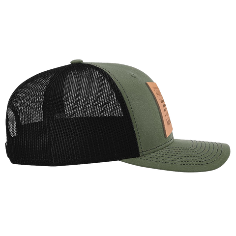 Square Leather Patch Hat | R112 - Flexfit - Loden/Black