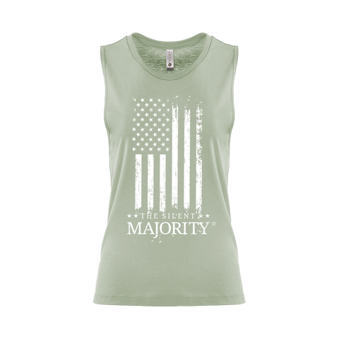 Flag & Brand Vertical | Ladies Flow ScoopTank Top - Stonewash Green