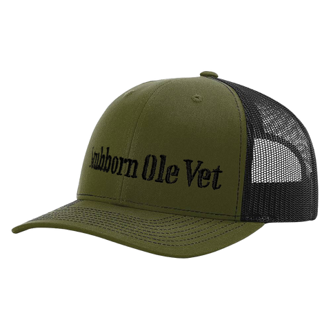 "Stubborn Ole Vet" Embroidered Hat R112 Loden/Black